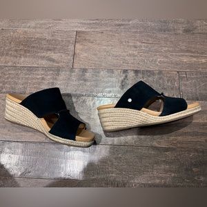 Ugg black suede cork wedges size 7.5